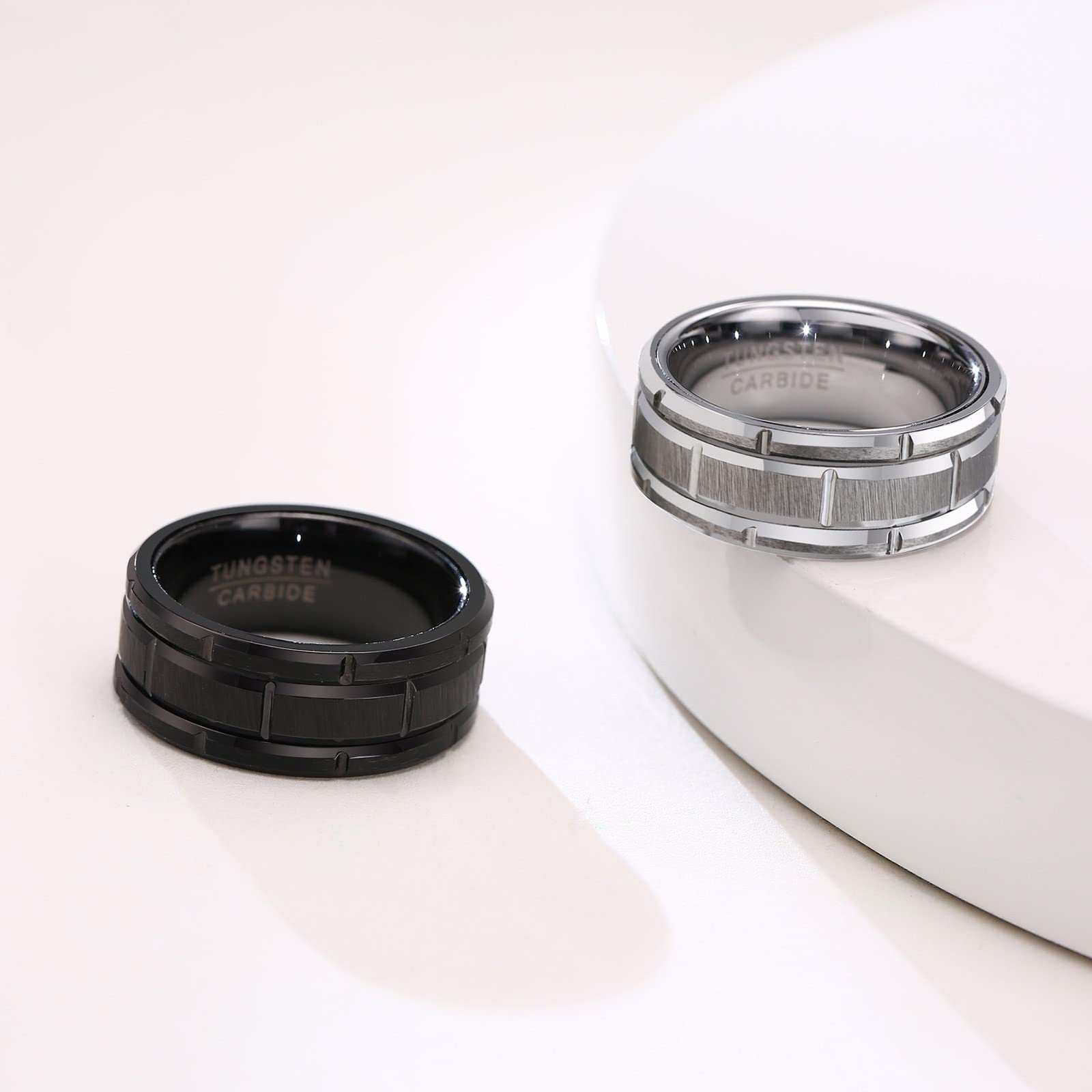 Anello Fidanzamento, Anello Uomo Fidanzamento Acciaio Acciaio Inossidabile Design Ad Anello Scanalato Fidanzamento Anello Uomo