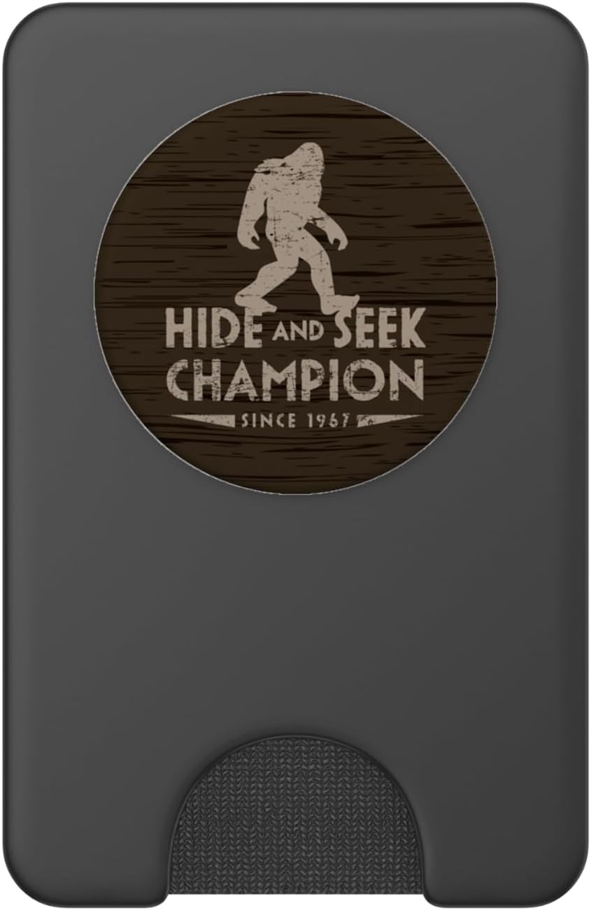 Bigfoot Hide & Seek Champion Woodgrain Sasquatch PopSockets PopWallet for MagSafe