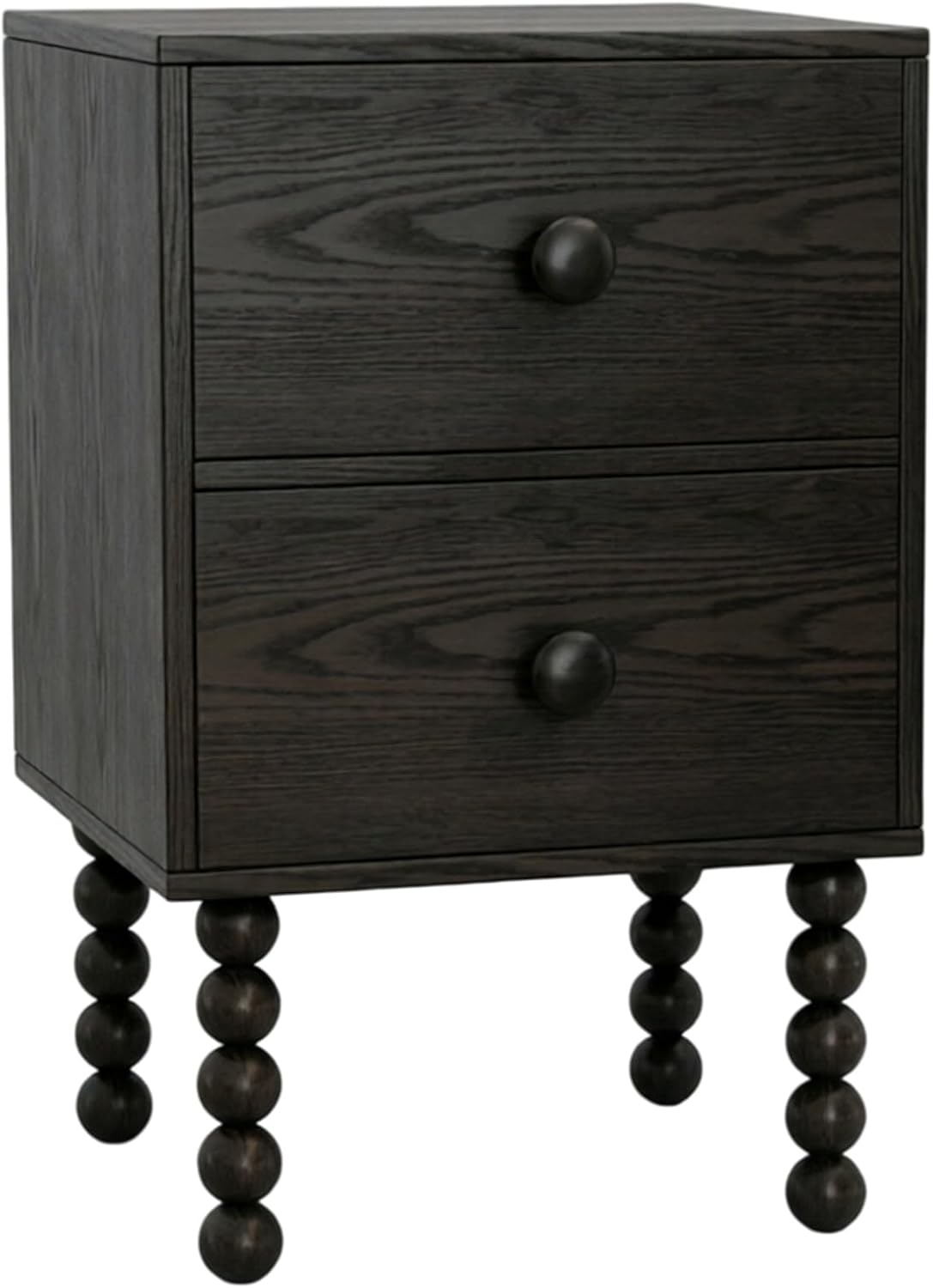 Bedside Table Two-Drawer Nightstand with Decorative Turned Legs for Bedroom Living Room Use Night Stand for Bedroom(Brown)
