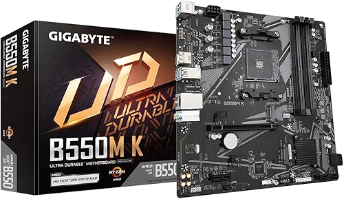 PLACA-MÃE GIGABYTE B550M, AM4 4XDDR4(MÁX128GB), 4 SATA, 1 M.2, 2XUSB 3.2, 4XUSB 2.0, 1XHDMI