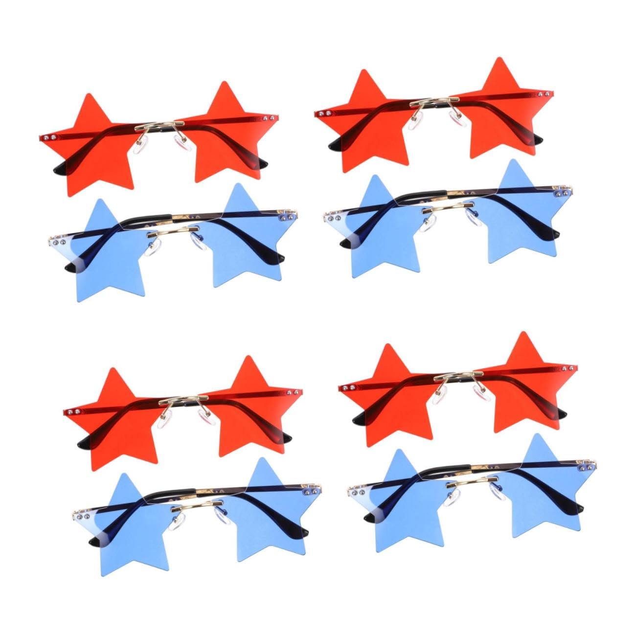 SHERCHPRY Juego De 4 Gafas Sin Montura Con Forma De Estrella Estilo Patriótico Para El Día De La Independencia 2 Unidades X 4
