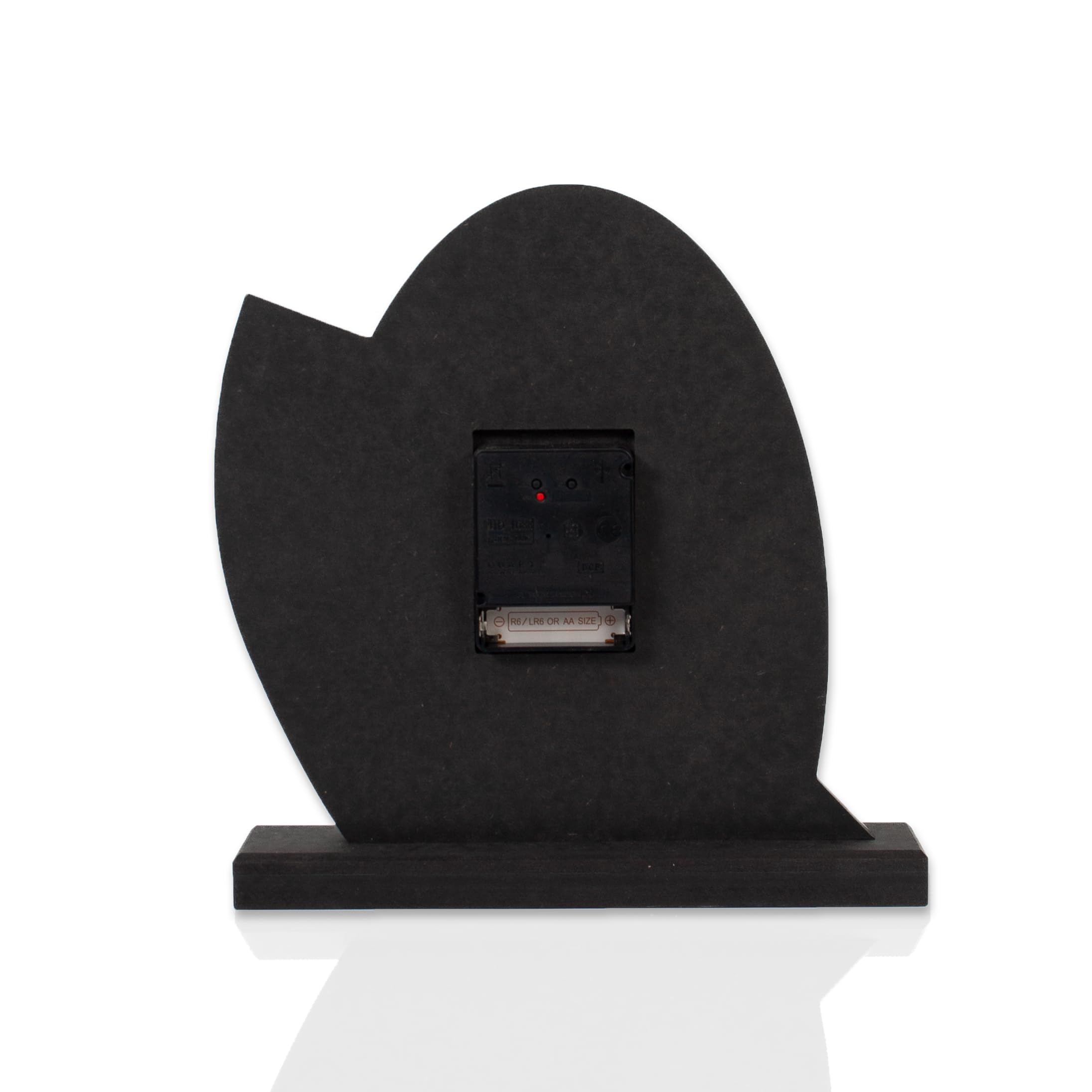 Kreative Feder Designer-Standuhr „Silver Dome“ aus Holz - Tischuhr in modernem Metallic-Look schwarz, braun, Silber; Größe ca. 25,5x25,5cm (leises Funkuhrwerk)
