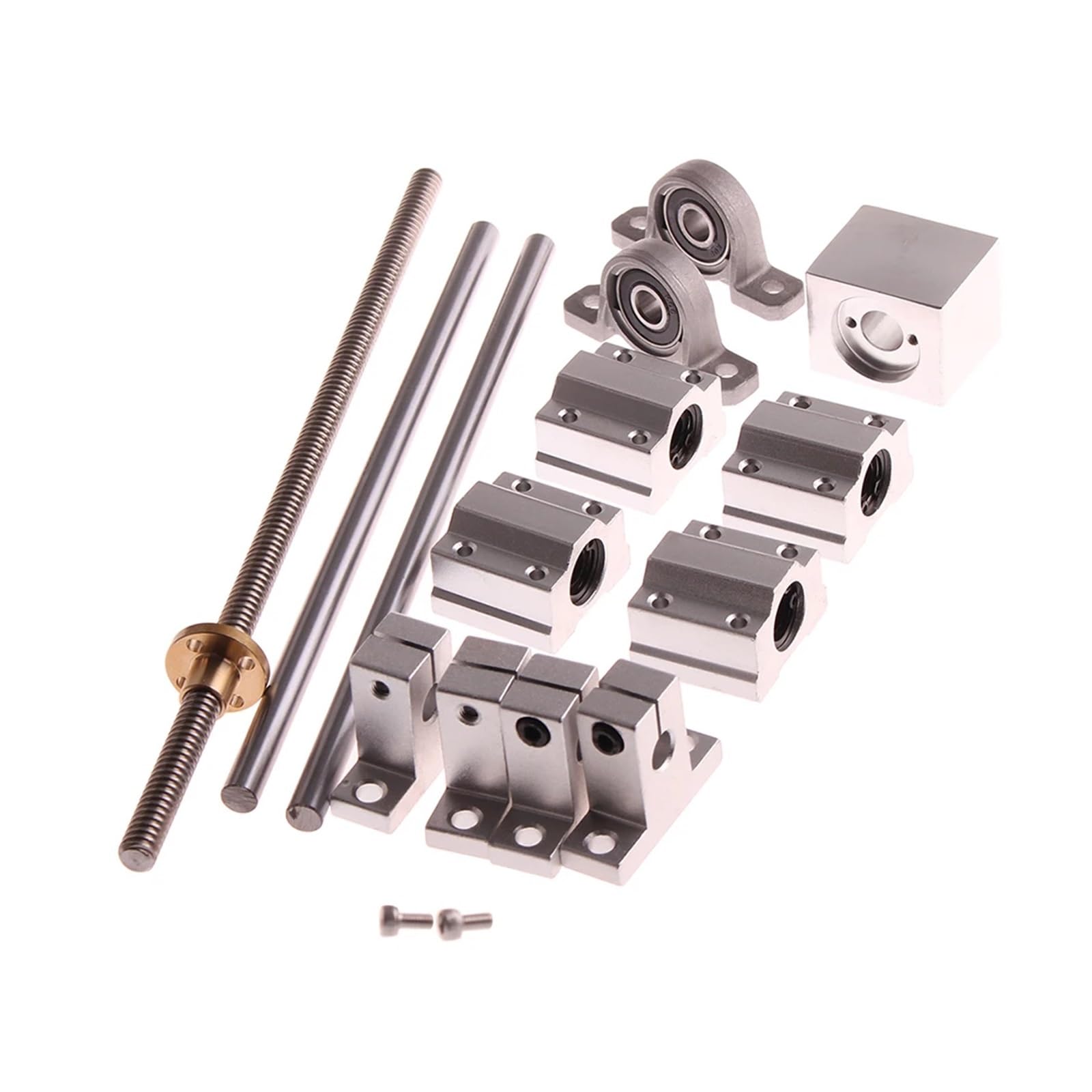 T8 Memimpin Sekrup Memimpin 8Mm 2Mm 100-1200Mm + KP08 + obudowa nakrętki + łącznik D19L25 + Sumbu Optik OD8 100-1200Mm + SK8 + SCS8UU 16 sztuk zestaw,Wkręty precyzyjne(950mm)