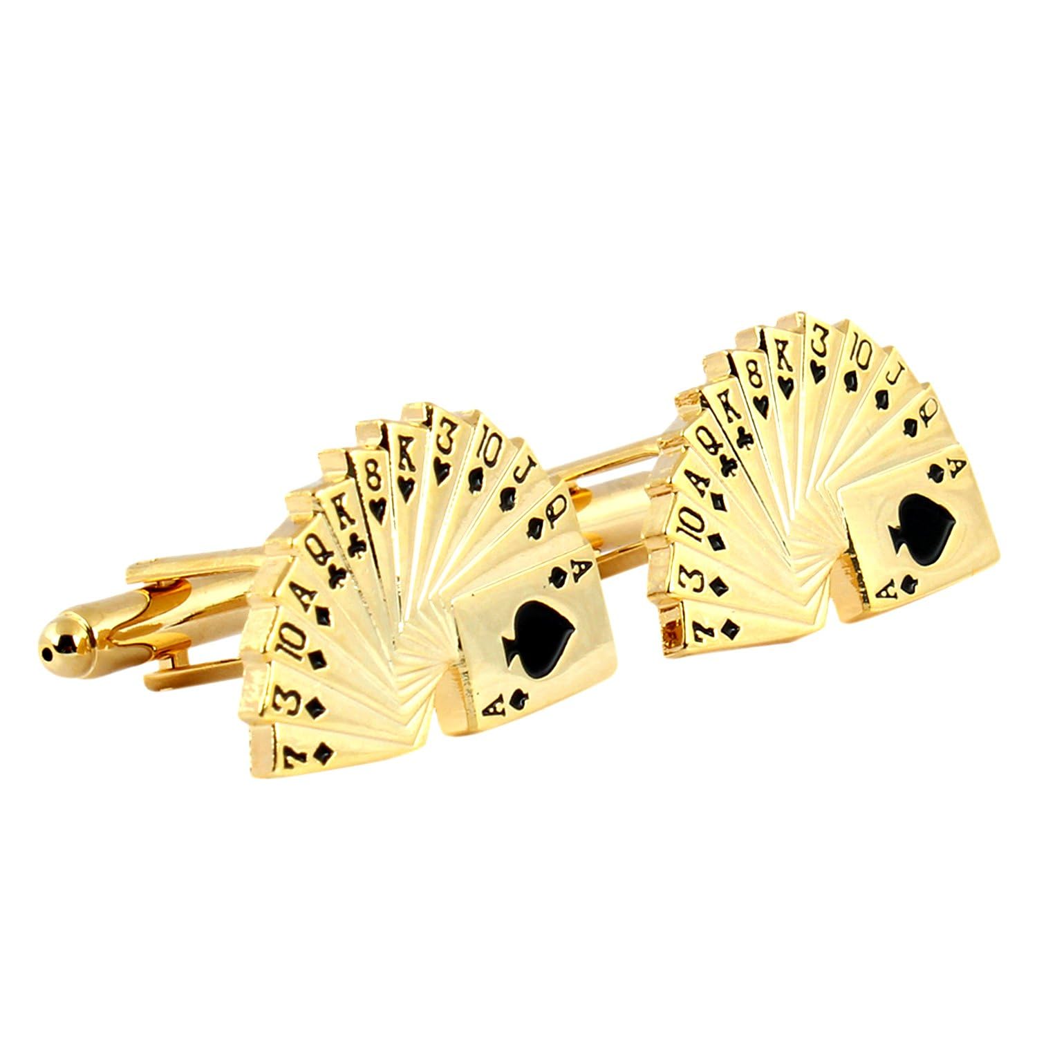 Zivom® Gambling Poker Playing Cards Gold Office Corporate Formal Party French Cufflink Pair Men Shirt Suit Blazer In Gift Box (B079DTG31N) Amazon Price History, Amazon Price Tracker