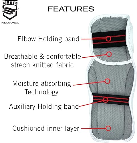 Miniatura 4 de ELITE - Protector de antebrazo y codo de Taekwondo para niños y adultos (protector TKD)