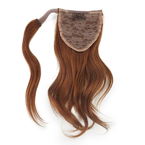 Miniatura 3 de Remeehi Extensiones de cabello humano 100% real, cola de caballo, ondulado, corto, envolvente, cola de caballo de 12 pulgadas (2.23 onzas 6# marrón