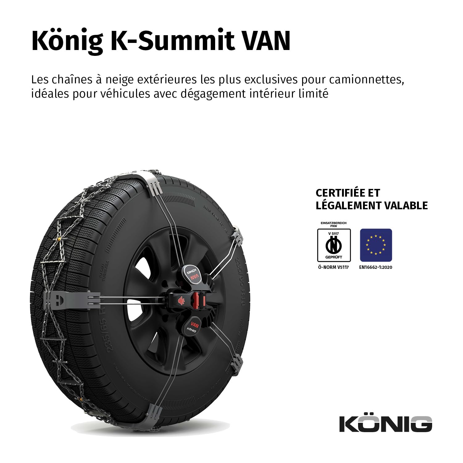 KÖNIG K-Summit VAN K87 - Chaînes à Neige, Set de 2