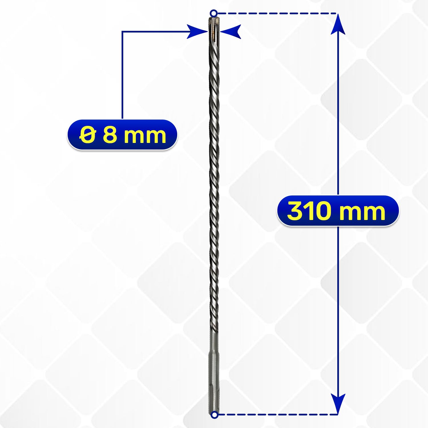 Punta Trapano Muro SDS Plus Ø 8 mm x 310 mm Realizzata in Acciaio e Carburo di Tungsteno - Punta SDS Plus può Essere Utilizzata per Mattoni Pareti Pietra Cemento Armato - MONTERAL