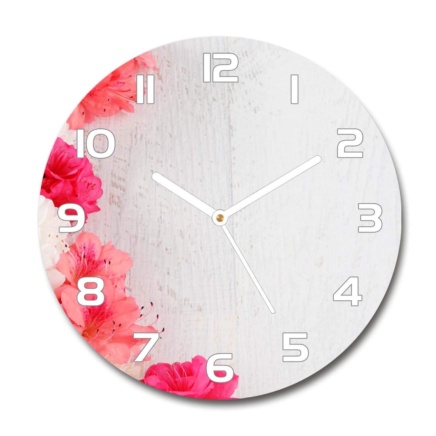 Horloge en verre Tulup 60x60cm silencieuse : fini le tic-tac, sublimez votre salon de fleurs