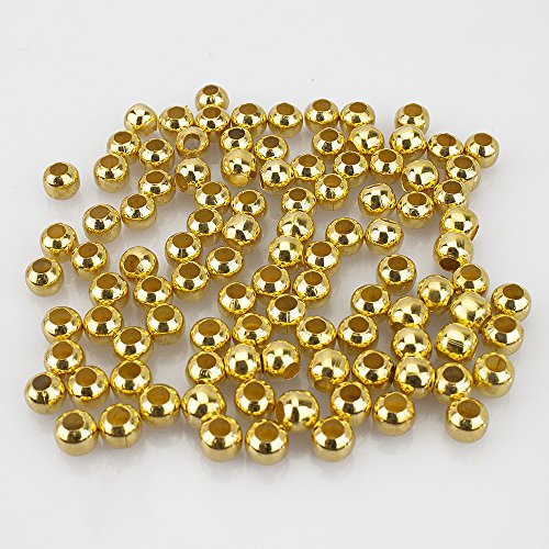 LolliBeads (R) Gold Plated Smooth Round Metal Beads 6 mm 300 Pcs