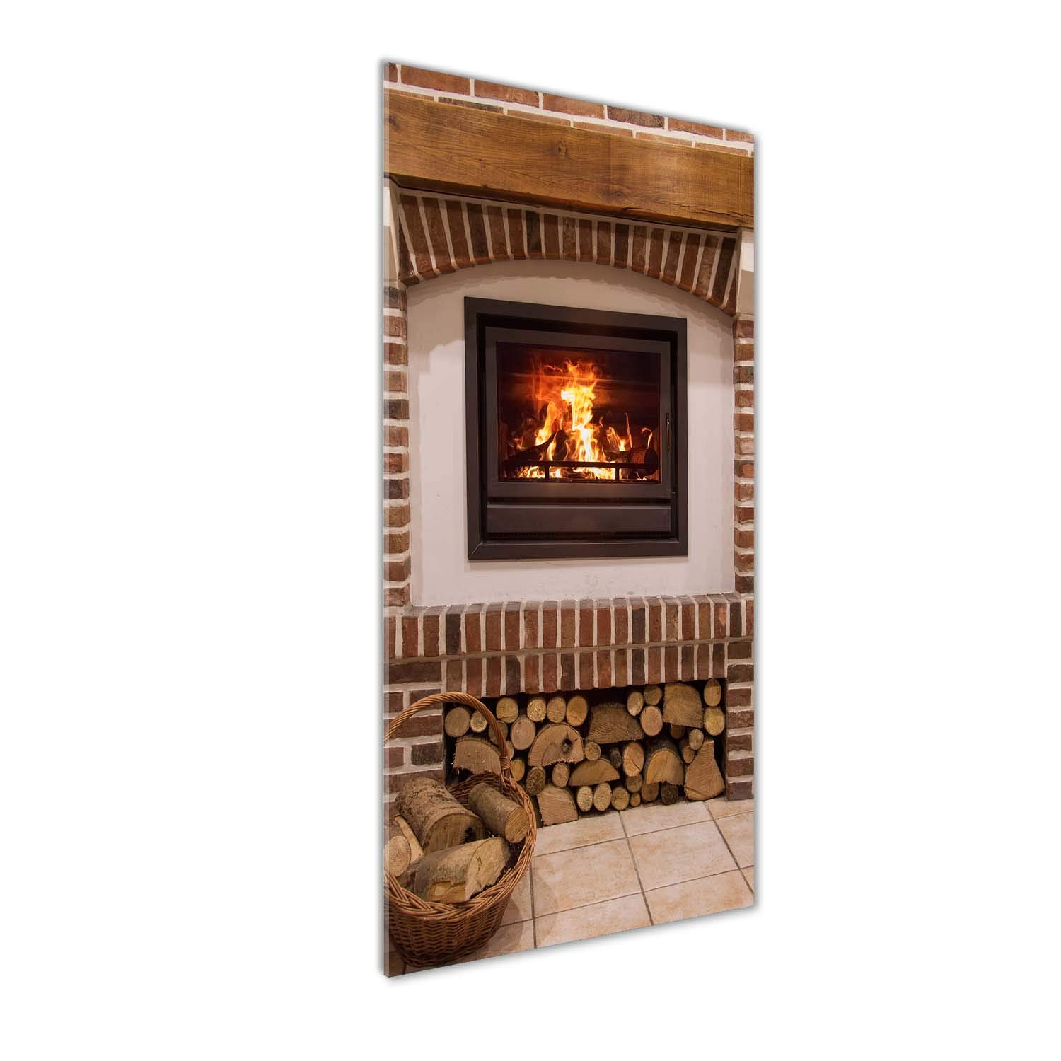 Déco mural derrière le plastique verre acrylique 50x125 cm tableau mural marron motif cheminée