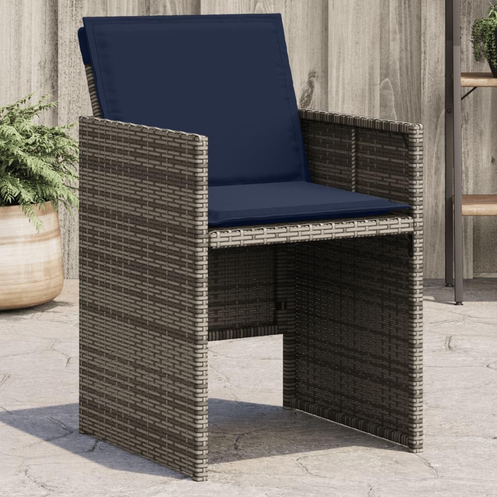 vidaXL Sillones de jardín con Cojines 4 uds ratán sintético Gris
