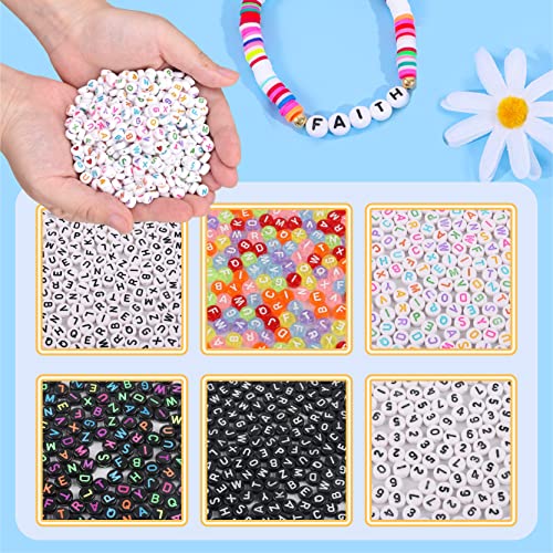 6000 Pcs 6mm Spacer Heishi Beads 24 Colors Clay Beads for Bracelet Making，Clay Bead Bracelet Kit with Letter Beads |Pendant Charms Kit |Smiley Face Beads. Clay Beads for Necklace Earring Diy Craft. by STRNGHLEQ - Image 2