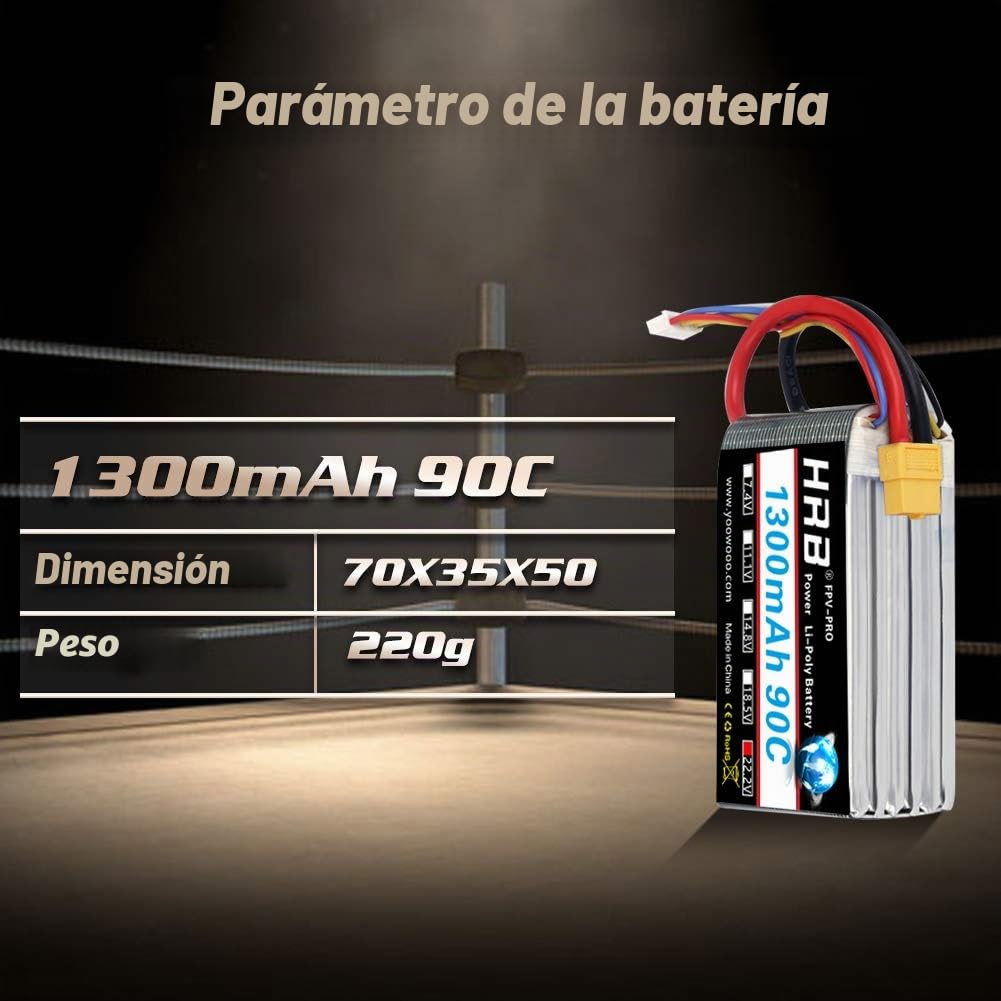 HRB 2 unids 6S 22.2 V 1300 mAh 90C XT60 Lipo reemplazo de la batería para 450 clase helicópteros aviones coches camión Buggy Truggy drones multicopter