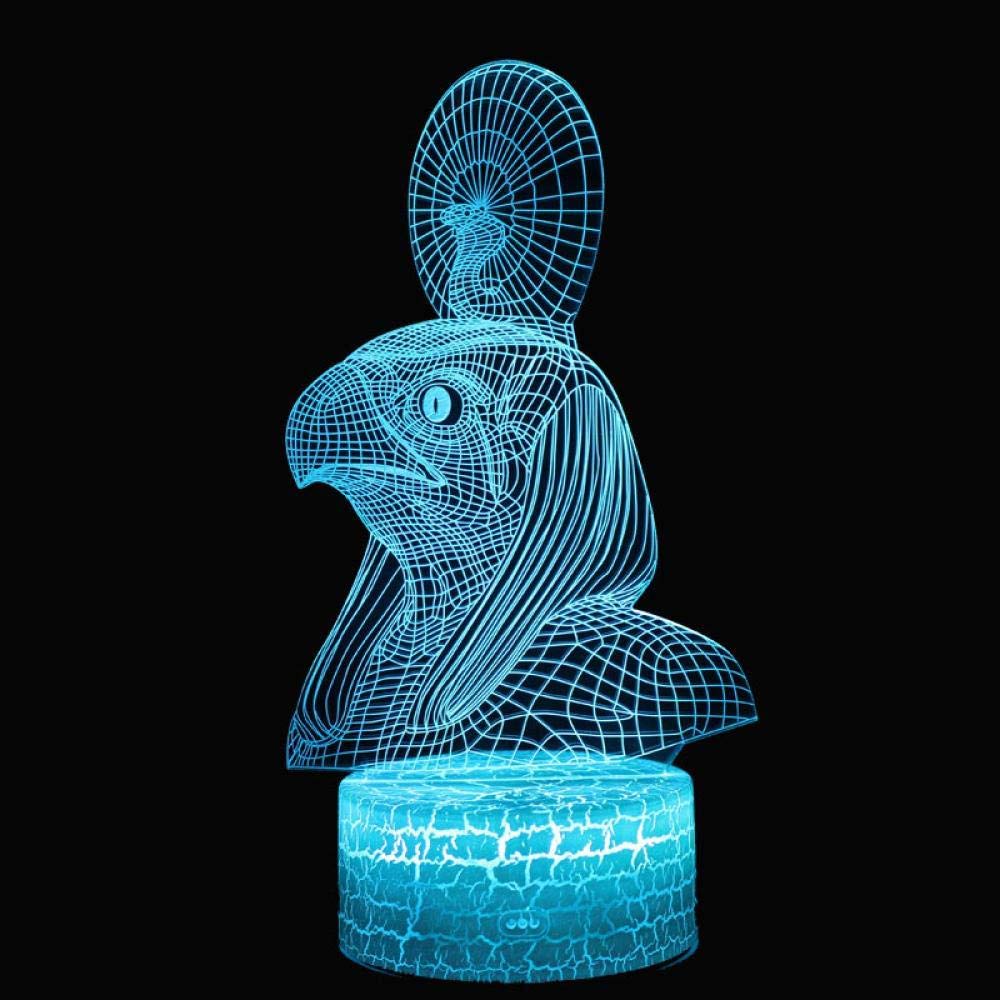 althiqahkey3D Illusion Lamp LED Night Light With Eagle Head Pharaoh Theme Touch 7 Mood Changing Colors Christmas Gift Home Delivery Creative Gift