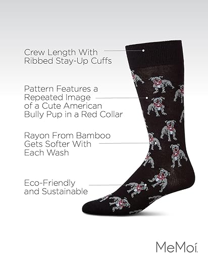 Miniatura 3 de MeMoi American Bully Dog Men's Socks, Rayon Blend Mens Crew Socks, Environmentally Friendly Fabric - Sizes 10-13