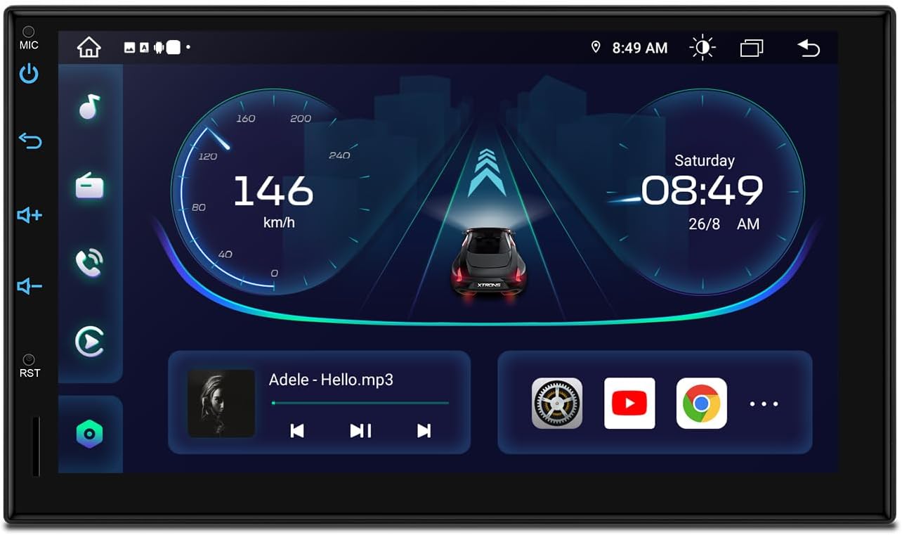 XTRONS 7 inch Android 13 Double Din Car Stereo, Octa-Core 2+32GB Radio Player Built-in 4G Wi-Fi GPS Navigation Wireless Car Play DSP A2DP Bluetooth Dual UI, Support AHD Camera DAB+ DVR