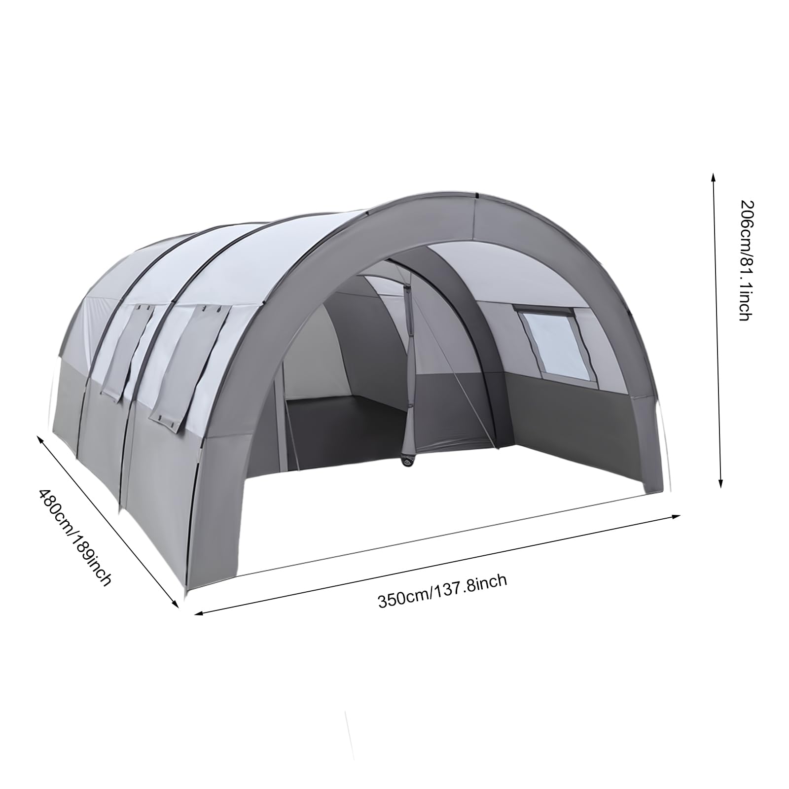 Geräumiges Tunnelzelt für 6 Personen mit Vorzelt, Bodenplane, Fliegengitter & Tragetasche, wasserdicht Familienzelt für Camping, Festivals und Reisen, 350 * 480 * 206 cm