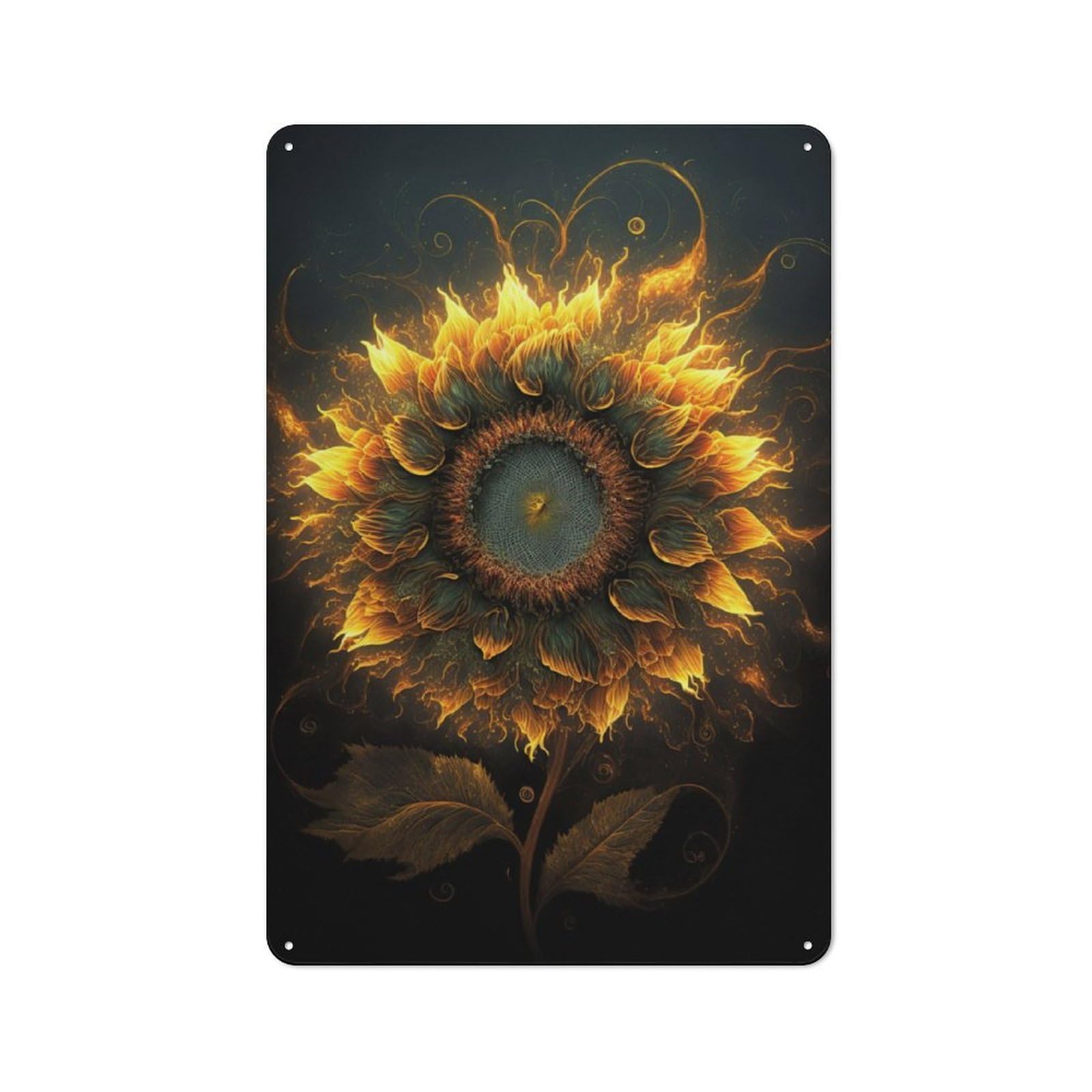 Junmoney Universe Sunflower Tin Wall Plaque 30X20cm With For Dining Room Or Kitchen, For Vintage Wall Decor Fans, For Themed Room Decoration