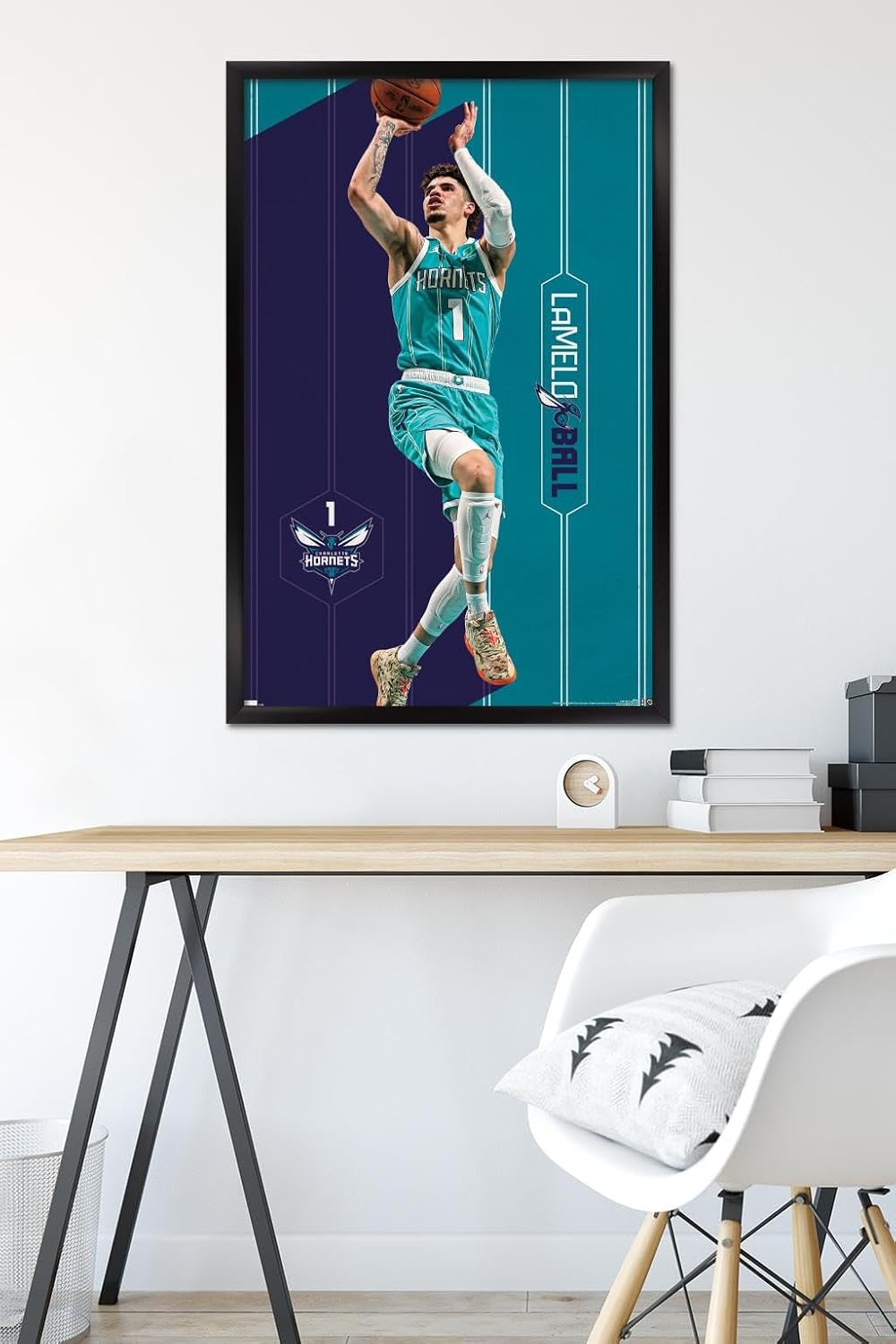 Trends International NBA Charlotte Hornets - LaMelo Ball 23 Wall Poster, 34L x 22.4W, Black Framed Version