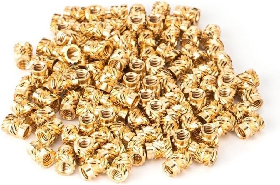 100PCS M2 Self-Clinching Brass Hex Nuts with Internal Thread, Knurled for Hardware, Hot Melt Insert for Thermoplastics, Compatible with(M2*3 * 3.2)