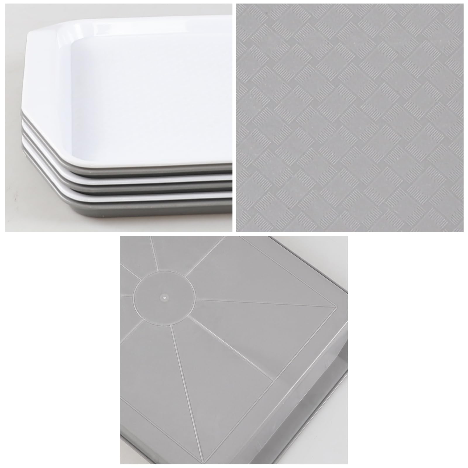 3 Gris et 3 Blanc Plateaux Plateau de Service en Plastique Rectangulaire