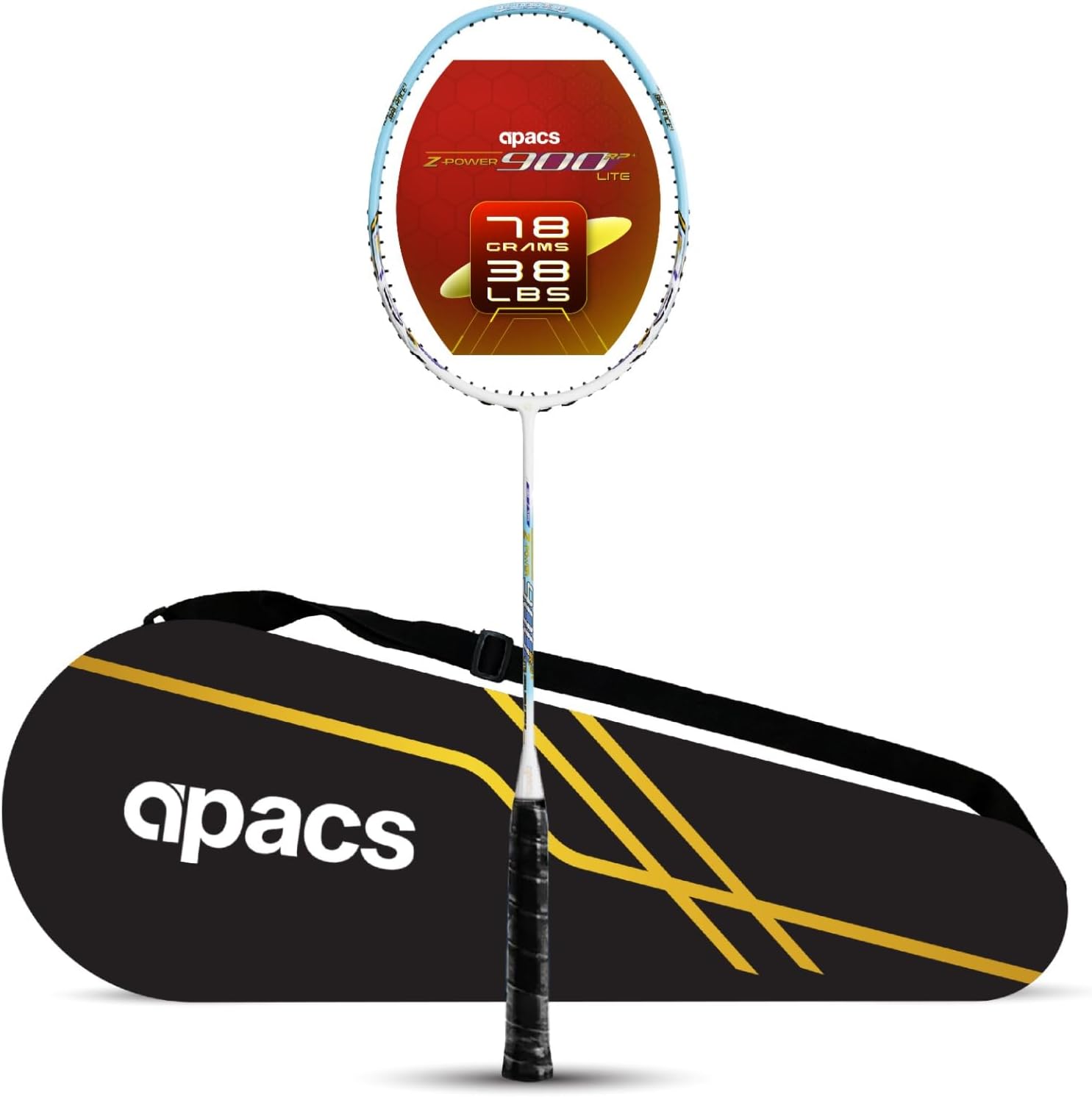 Apacs Z Power 900 RP+ Lite (Unstrung, 78g Lightweight) Made in Vietnam | 35 LBS Max Tenison | Extra Slim Shaft | Japanese High Modulus Graphite Badminton Racket with Free Full Cover (Blue White)