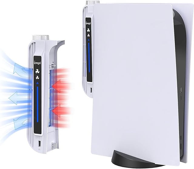 3-Speed Cooling Fan for PS5 Accessories with LED Indicator, Efficient Cooler for Playstation 5 with 3 Fans Levels and Extra USB Port
