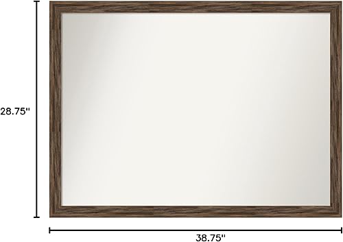 Miniatura 6 de Amanti Art Espejo de baño marrón para sobre el fregadero, 29 x 39 pulgadas, espejo de tocador rectangular estrecho de madera de granero y moca,