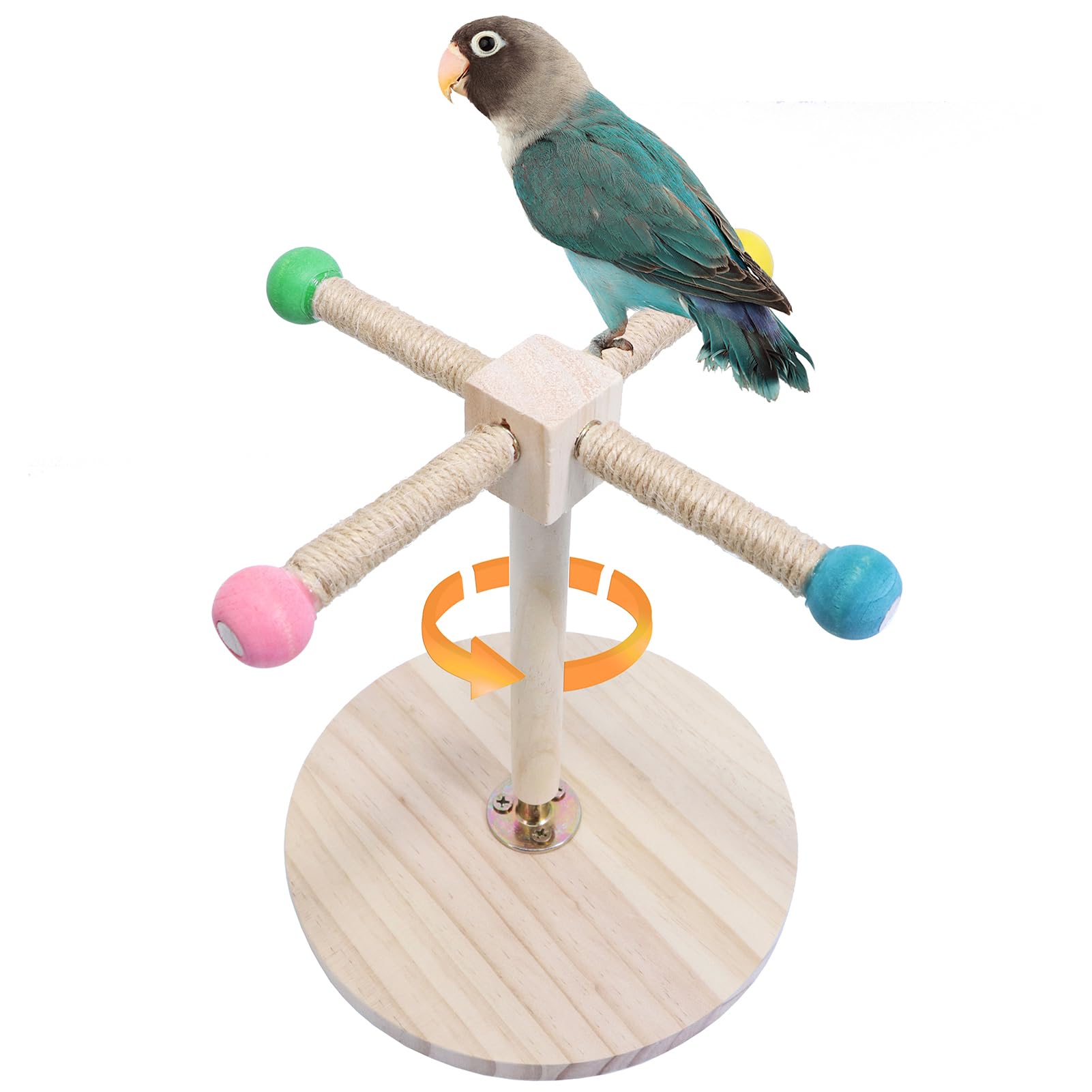 Bird Stand Perch Toys, Portable Tabletop Perch,Interactive Spin Training Toys for Small Medium Parrots Parakeets Conures Lovebirds or Cockatiels (