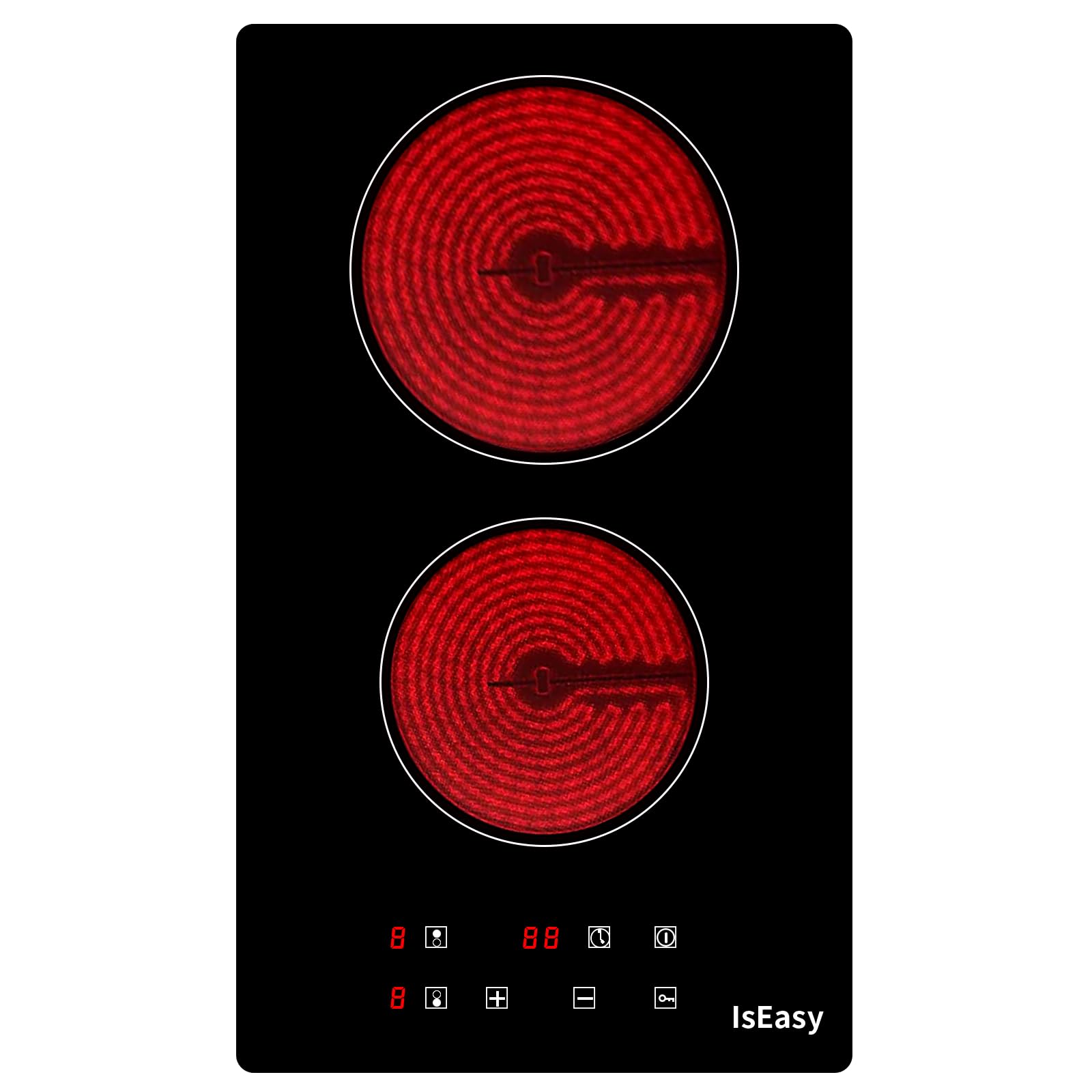 Placa Vitrocerámica 2 Fuegos, Encastrable Placa Vitrocerámica 2 Fuegos Placa 2 Fuegos - 3000W, 29cm