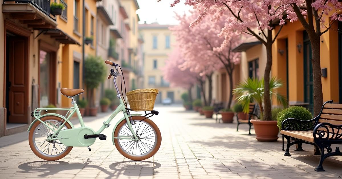 Cicli Tessari - bicicletta pieghevole bici da passeggio graziella car-bike con cesto anteriore in vimini vintage