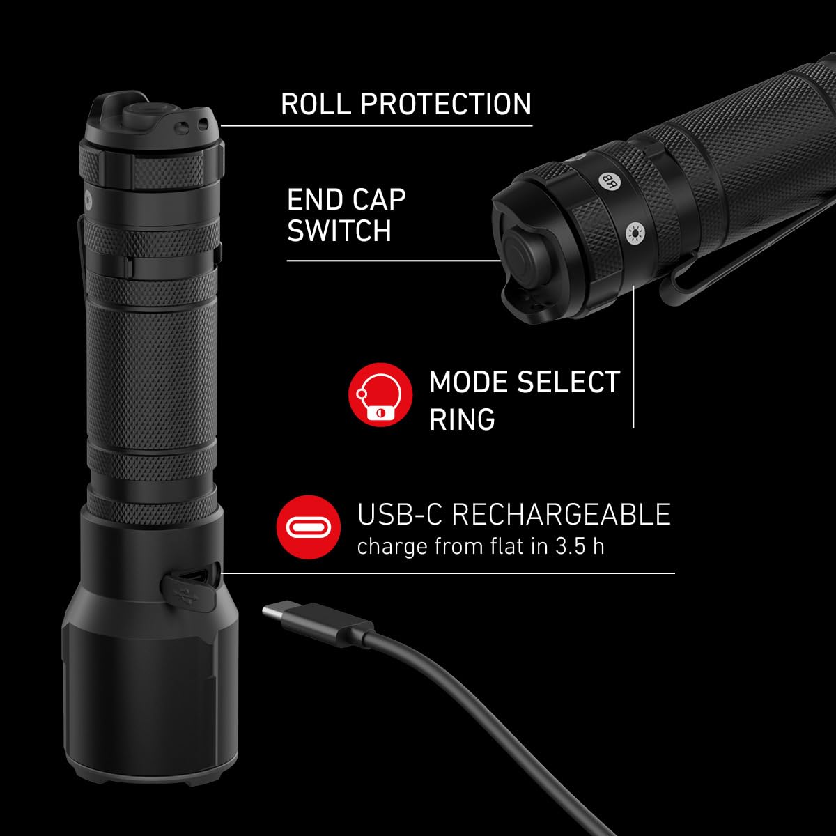 Ledlenser TT3R Tactical Torch Rechargeable, LED 1900lm, 7 Modes