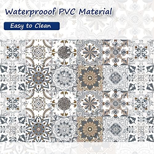 ZOCONE 24 PCS Grey Vintage Victorian Style Tile Stickers, 15*15cm Waterproof Self Adhesive Tile Stickers for Kitchen Bathroom Wall, Vinyl Tile Stickers Decals Tile Transfers Stickers Stick on Tiles