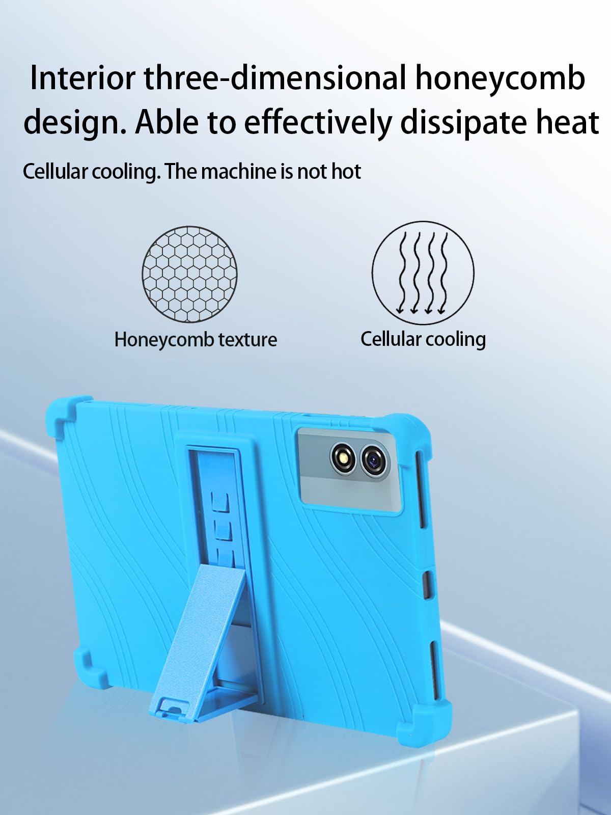 Funda para tablet HISORL T901 Android 15, de 10 pulgadas, silicona suave, ajustable, ligera, apta para niños, azul cielo.