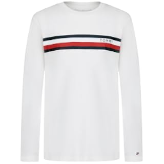 Tommy Hilfiger Camiseta para niños de manga larga con cuello redondo