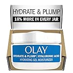 Olay Hylauronic Acid Face Mousturizer, Plump & Hydrate, Fragrance-Free - Hydrating Gel for Dry Skin Retain & Replenish Moisture, with Niacinamide, Non-Greasy, 2 Oz