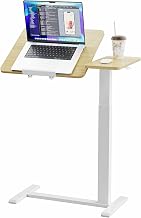 Ywin Medical Adjustable Tilt Overbed Bedside Table with Wheels, Small Portable Desk, Tray Table(27.6" W x 15.8" D), for Bedroom, Hospital, Couch, Office Use,Light Rustic Brown