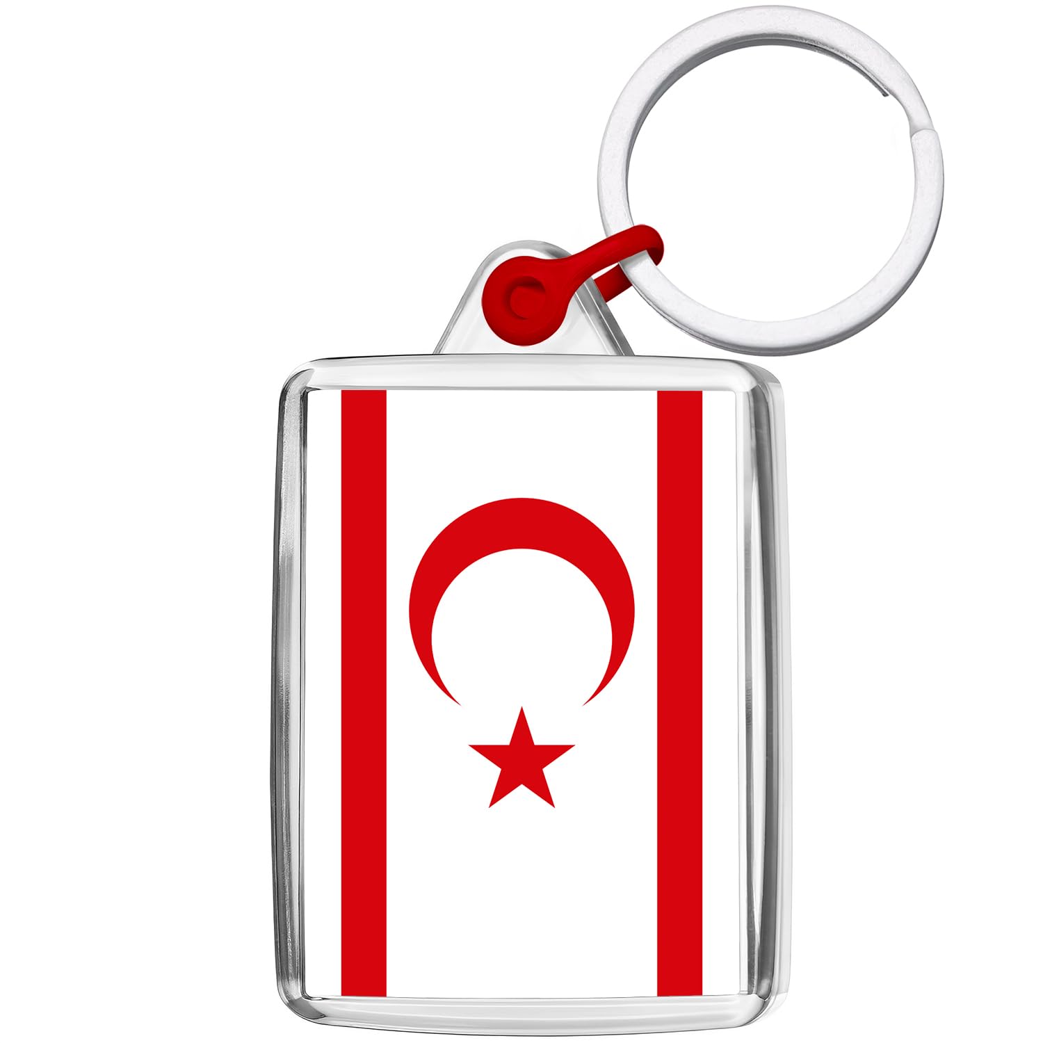 Pixly Unisex Clear Pixly® North Cyprus Flag Keyring Key Fob Country Keychain Keepsake Northern Cypriot Turkish Kktc Souvenir Gift