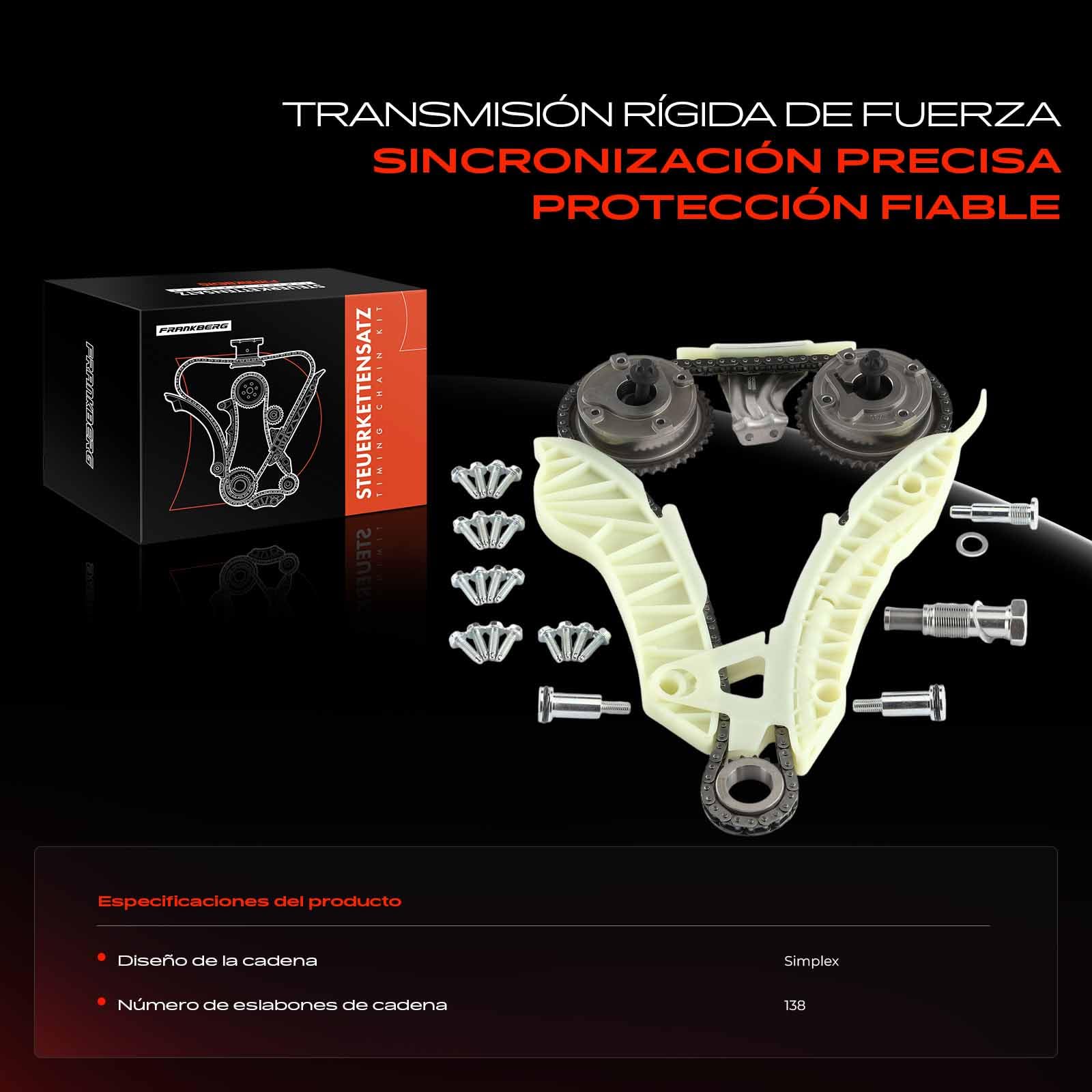 Frankberg Kit de cadena de distribución cadena de distribución 11318618318 | Compatible con: Serie 3 Coupé E46, 508, DS5, M.i.n.i Convertible R57, 207 WA_ WC_, M.i.n.i Clubvan R55
