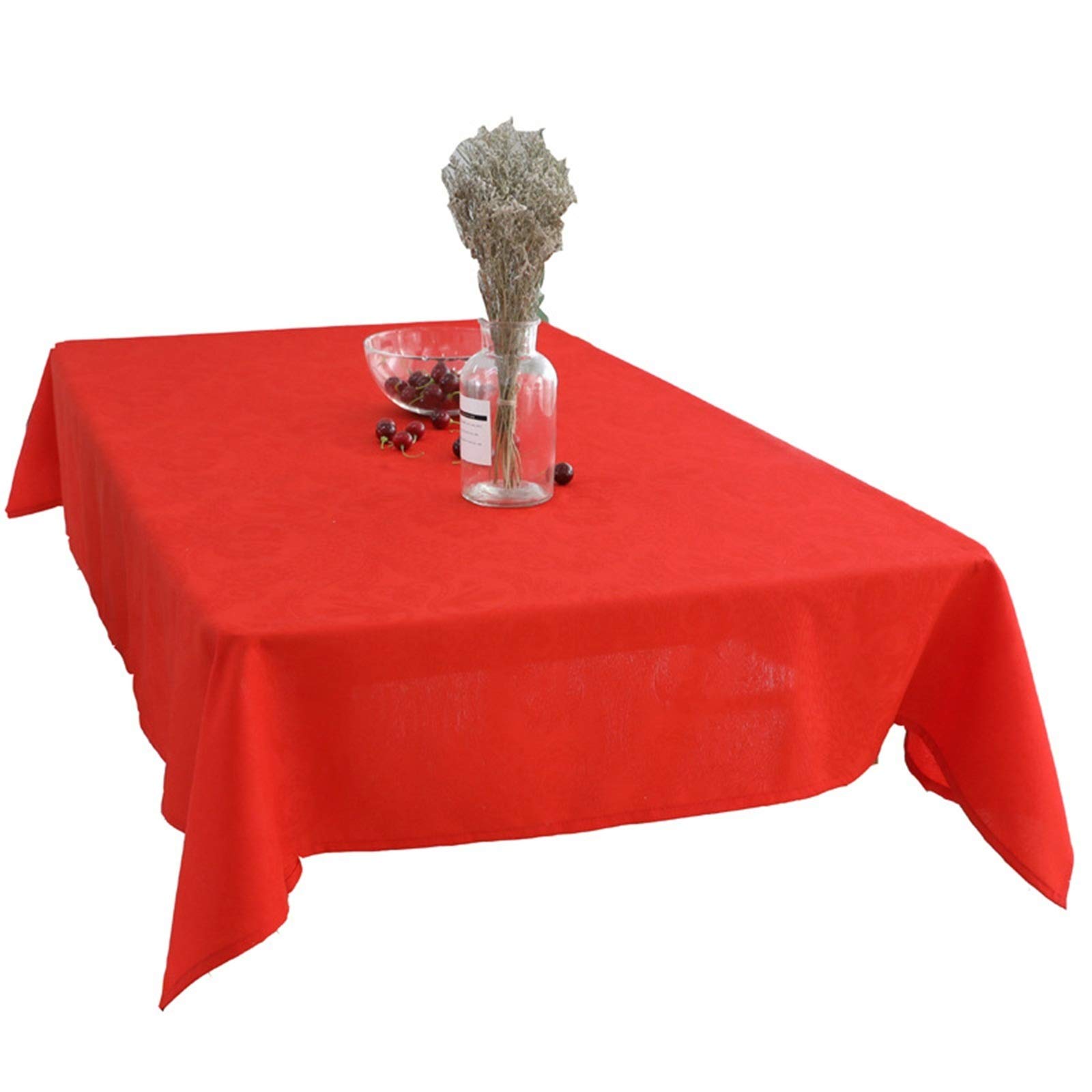 Nappe coton rouge 140x220cm couleur unie pour table rectangle moderne et pique-nique