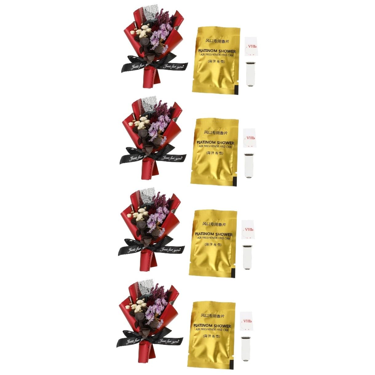 GLEAVI 4pezzi Fioriera Profumata Per Auto Con Clip Ventilazione Decorazione Interni Auto Fiore Di Rosse Accessorio Carino e Immortale Per Aromatizzare Abitacolo