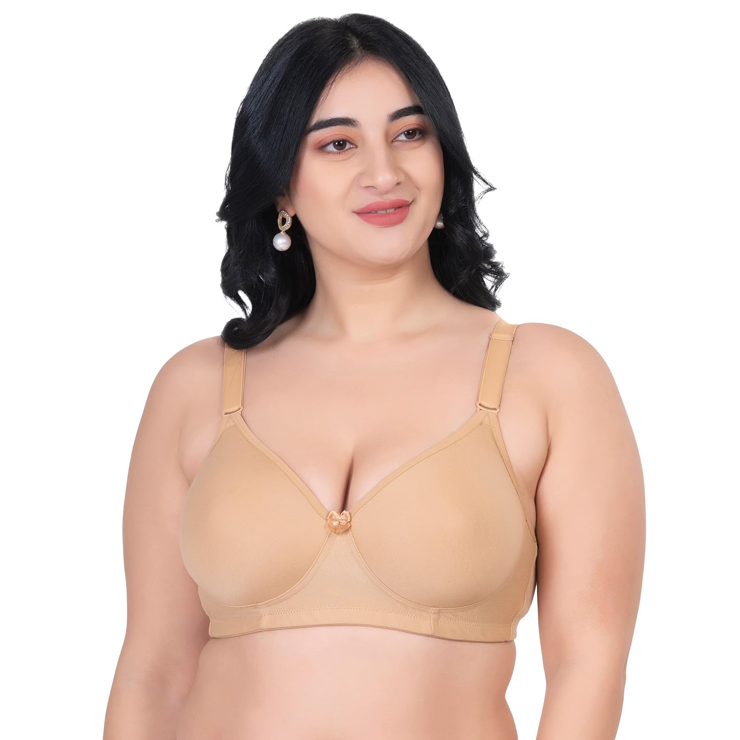 komli Cotton - Medium Padded - Full Coverage - Seamless - U Shaped Back with Broad Straps - Plus Size Bra-picture-14