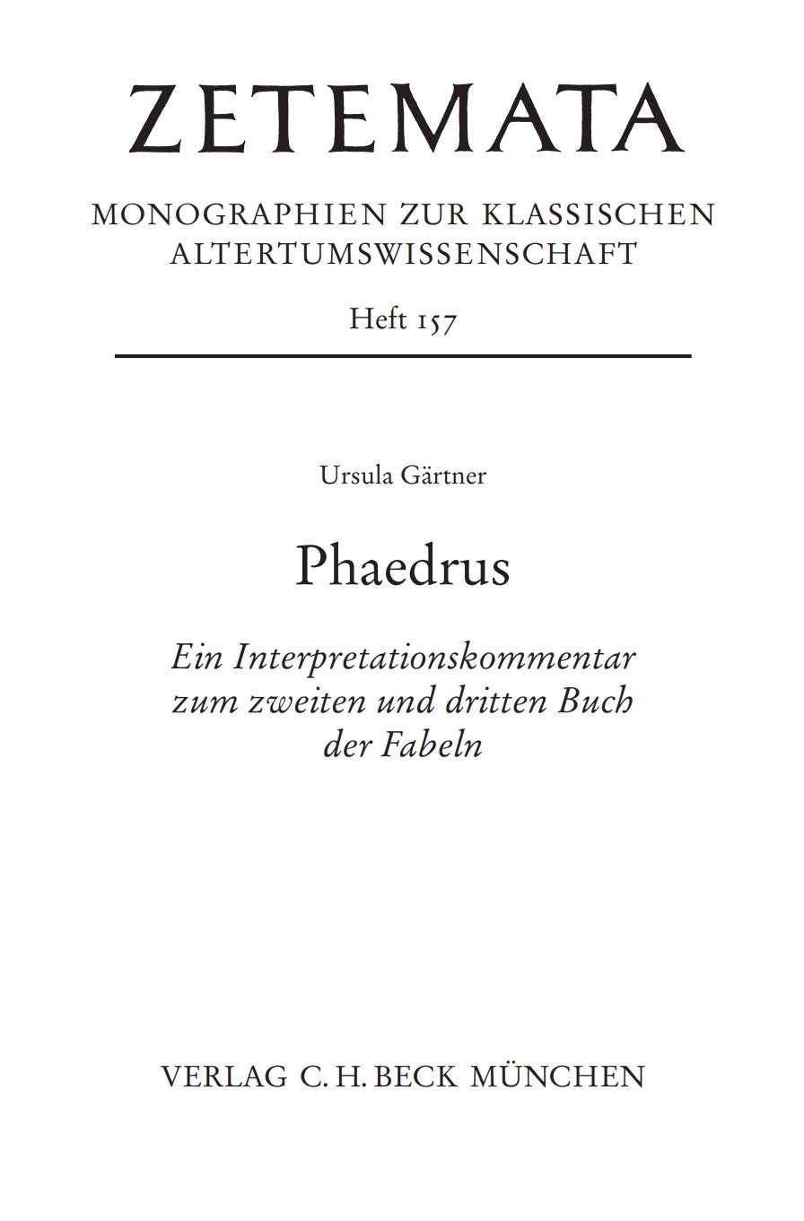Phaedrus: Ein Interpretationskommentar zum zweiten und dritten Buch der Fabeln (Zetemata)