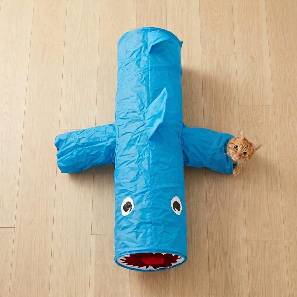 Mad Cat Jumpin Jaws Shark Tunnel Cat Toy 38 Inch, Hide & Chase, Pack of 1 image 2