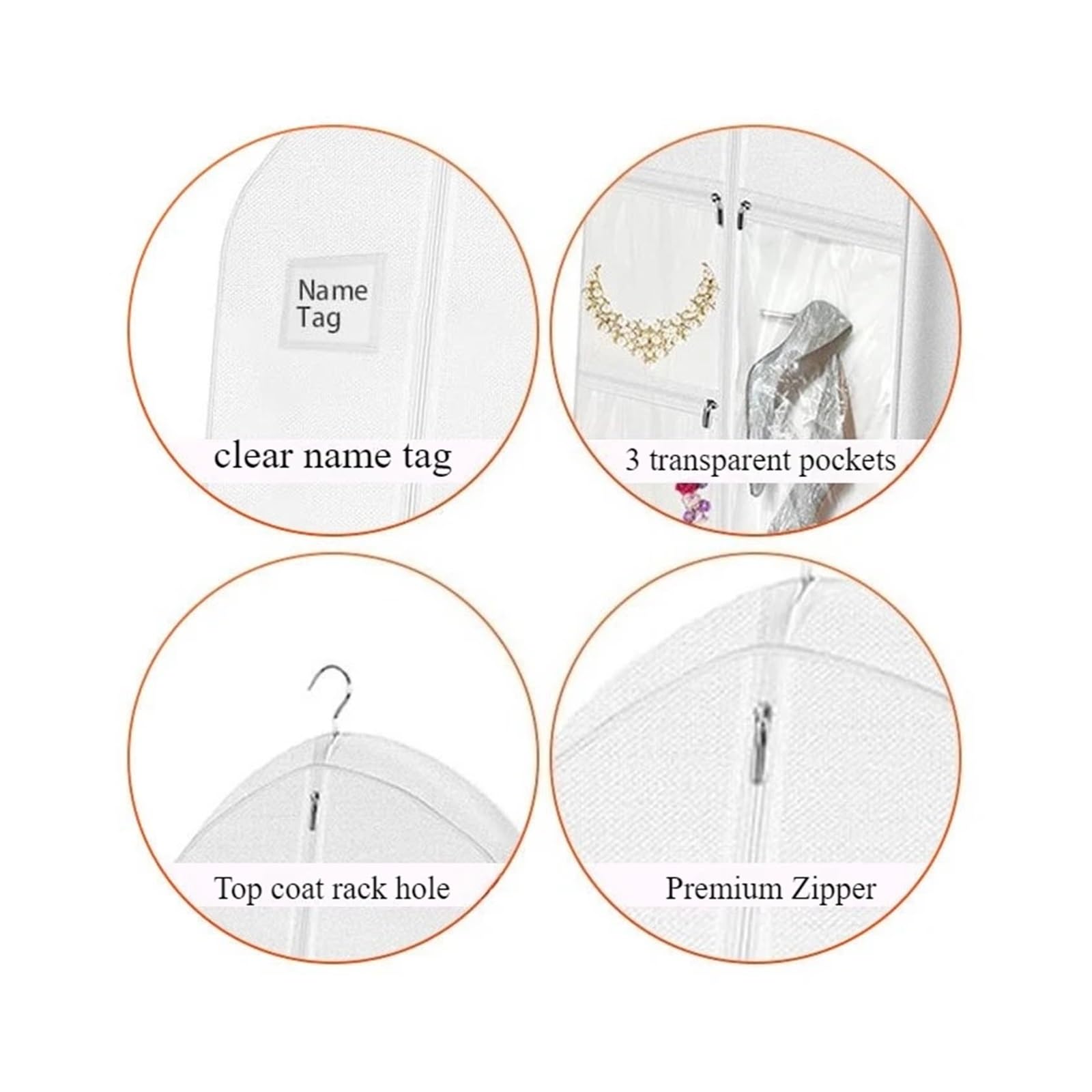 fundas para ropa 3Pcs Folding Wedding Dress Storage Bag With Multiple Pockets Dust Cover For Evening Waterproof Coat