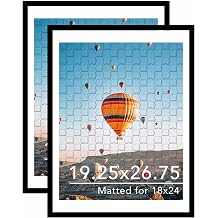 JCJMY 19.25x26.75 Inch Puzzle Frame Set of 2, Display 18x24 Inch with Mat or 19.25x26.75 Inch 19.25x26.75 Inch Poster Photo Canvas Picture Puzzle Photo Frames, 2 Pack, Black