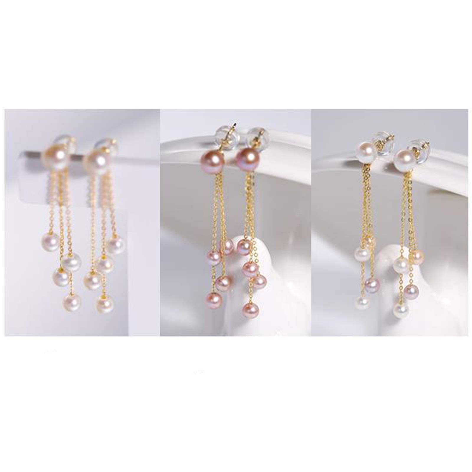 Modische Ohrringe für Damen, leuchtende Süßwasserperlen, modische Ohrringe für Damen, 18 Karat Gold, Quaste, Ohrstecker, Geschenk, Quaste, Ohrstecker, Schmuck (C, 1 Paar)