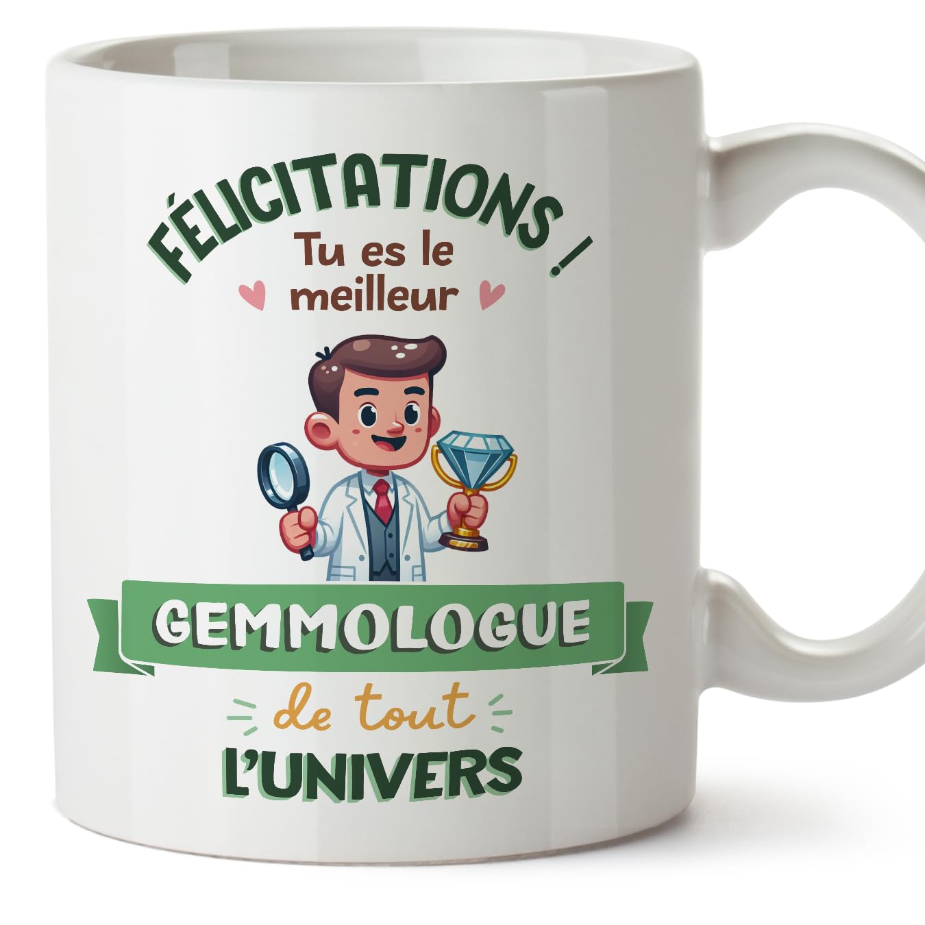MUGFFINS Gemologist Man Mug - in French - Meilleur Univers Trophée - Funny Gift for Colleagues - Ceramic 11oz Mug — image 1