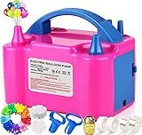 Inflador Eléctrico de Globos,Befol Hinchador Bomba de Globo,Bomba de Aire Portátil de Doble Boquillade Infladora para Boda, Fiesta, Cumpleaños, Navidad, Año Nuevo, Manual y Automático